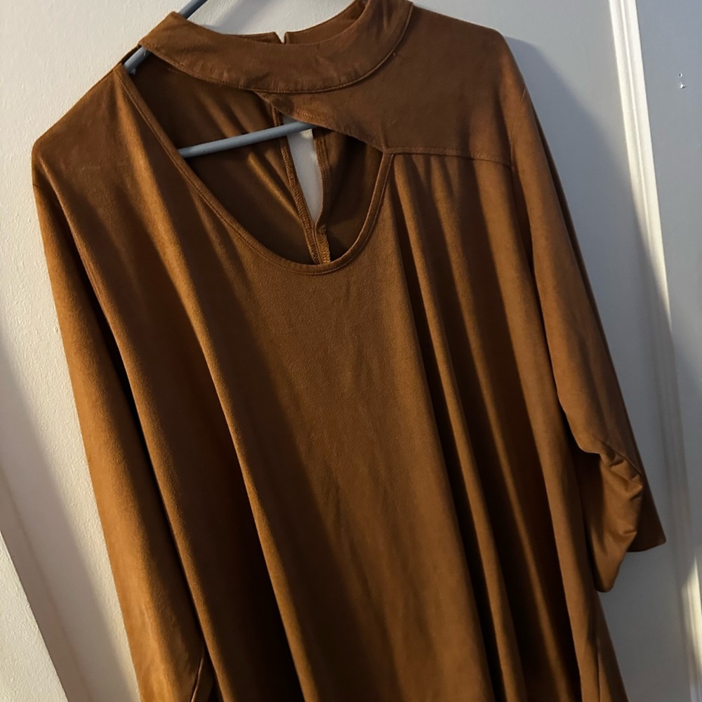 Cato Brown Keyhole Blouse